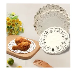 100 Pcs Per Pack Multi-Size Round Lace Paper Doilies Oil Absorbent Paper Placemats Bake Paper Cake Paper Mat Mats Paper Doyleys