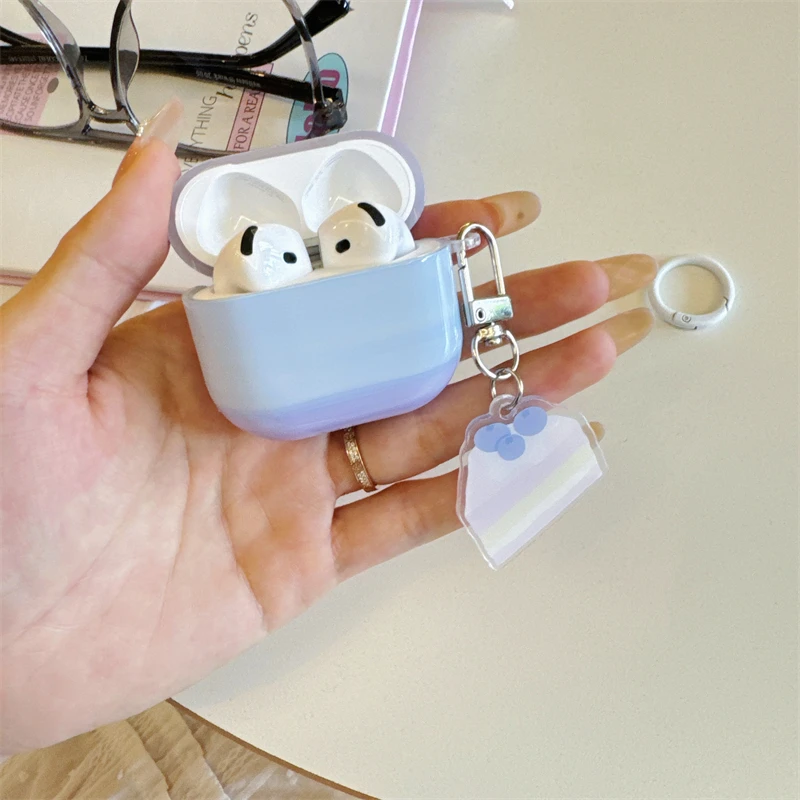 Korean Cute Purple Blue Gradient Glossy Cover Case For AirPods 4 1 2 3 Pro For AirPods Pro 3 Pro 2 Shockproof Protective Case - view 5