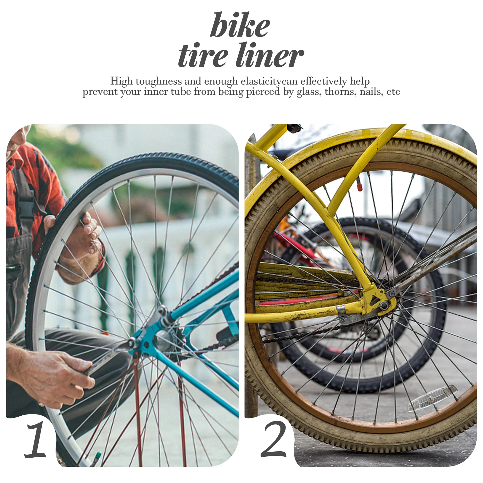 

2pcs Bike Tire Liner Inner Tube Weight Easy Installation Durable Cycling Accessories for Mountain Road Bikes