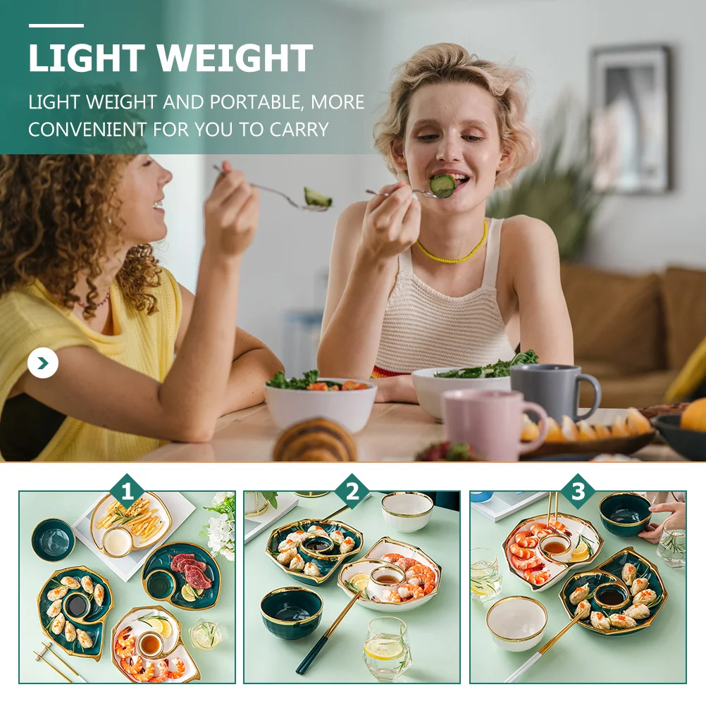 

Food Storage Plate Ceramic Material Lightweight Serving Tray for Snacks Desserts Dumplings Easy Clean Portable Kitchen Tableware