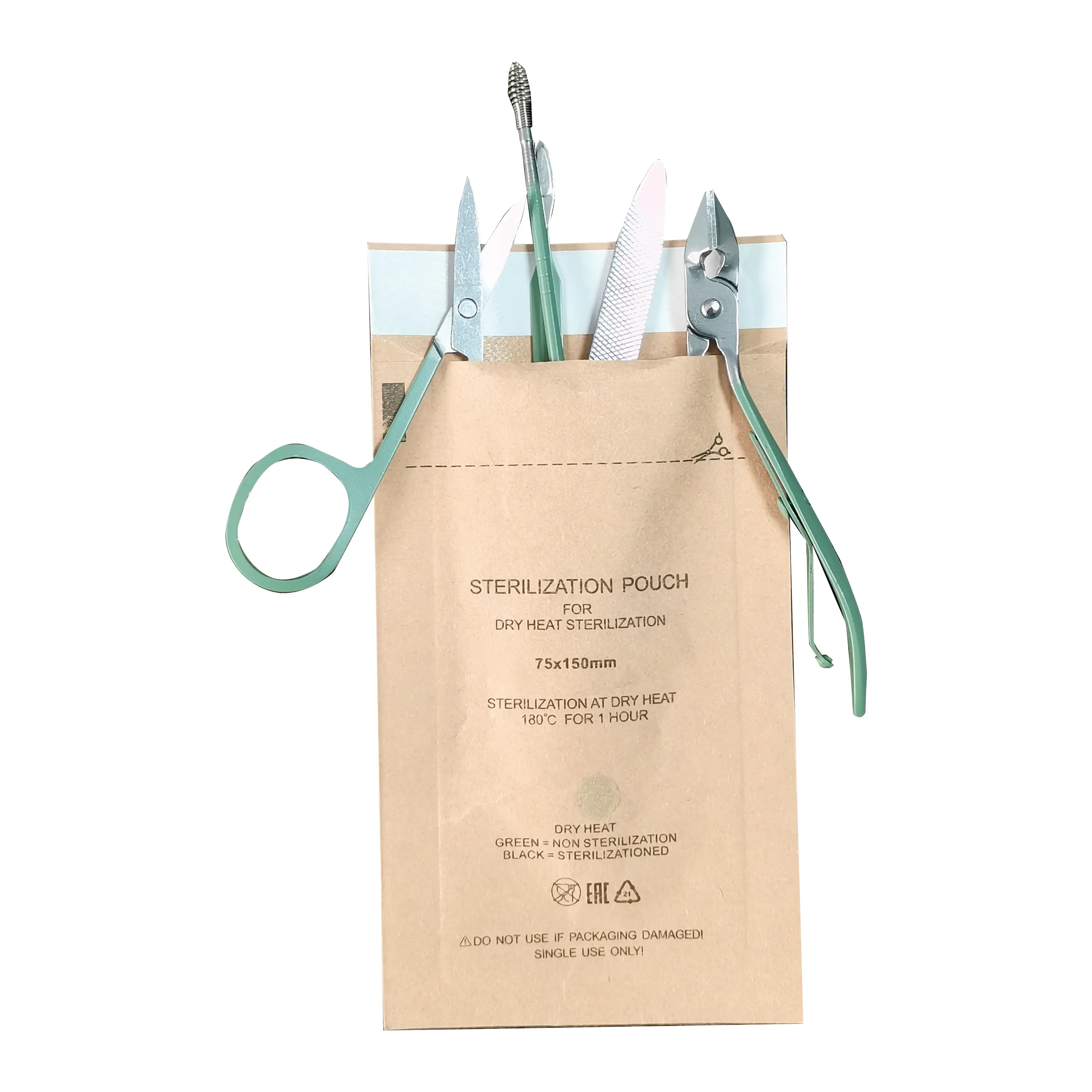 100Pcs Nail Sterilizer Manicure Kraft Bags Nail Art Clean Kraft Bag Nail Art Sterilization Disposable Nail Disinfection Tools