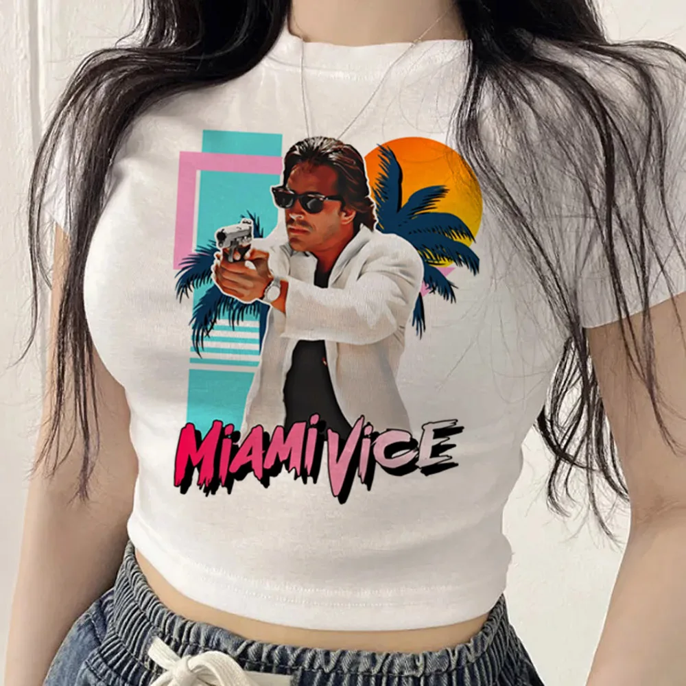 Miami Vice crop top shoujo alternative  clearance sales party cutecore harajuku tshirt graphic gothic vintage
