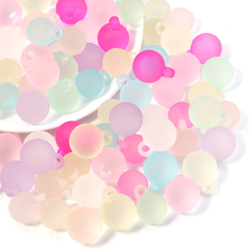 

Colorful Matte With Loops Acrylic Beads 14/16mm Round Loose Beads For Ornament Making Diy Handmade Crafts Accessories