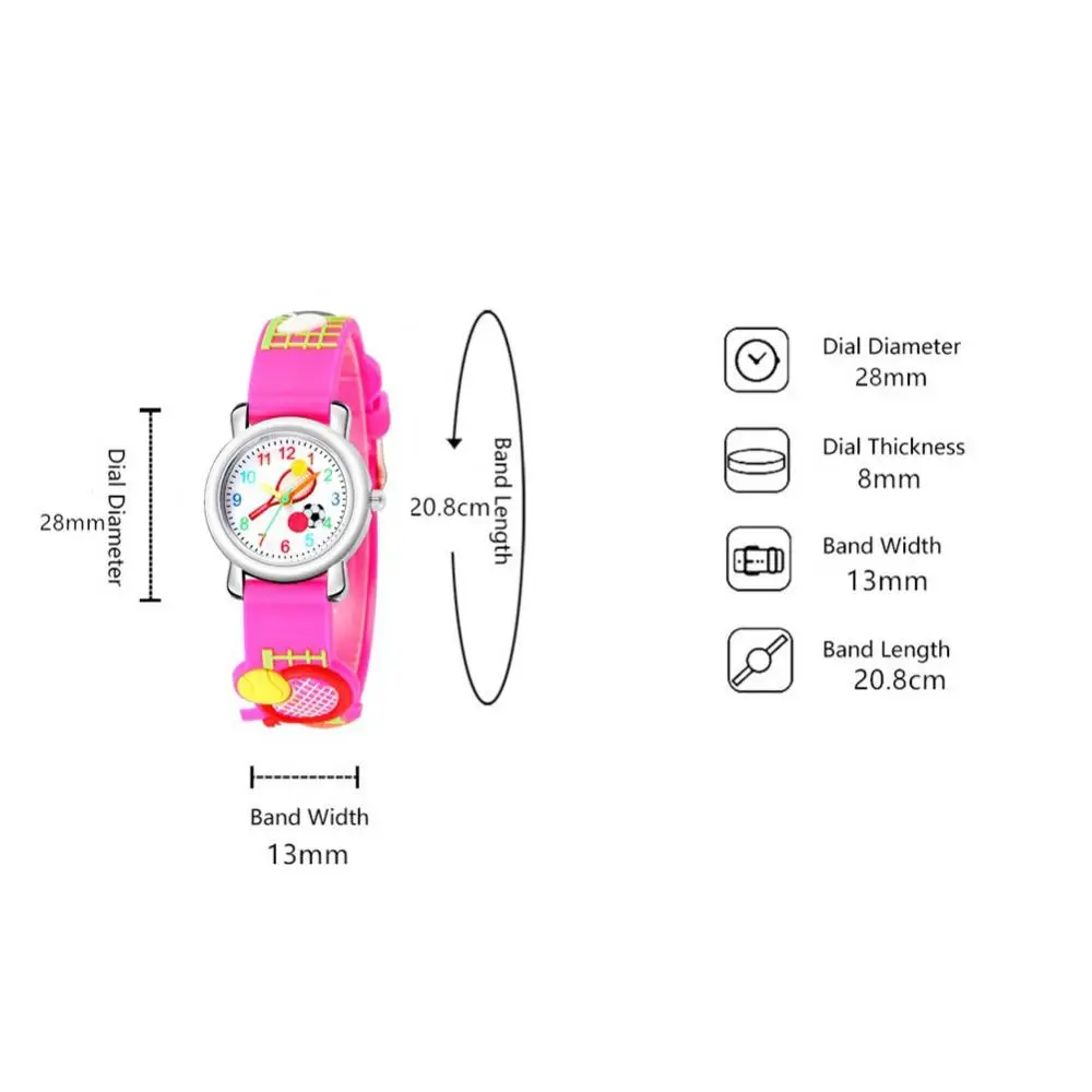 Montres à quartz en plastique pour enfants, montres pour enfants, motif de sport de tennis, cadeau mignon pour étudiants, instituts