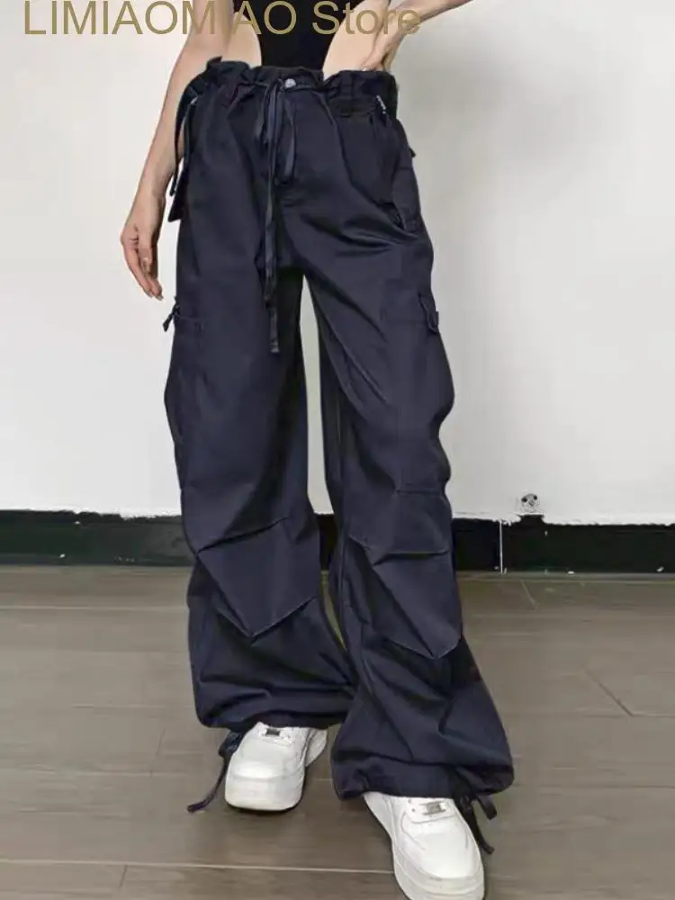 

New Summer Hip Hop Cargo Pants Women Pockets High Street Pants Female Strappy Korean Style Designer Long Pants