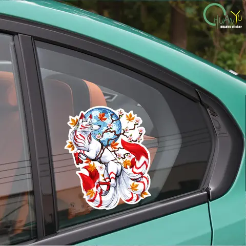 För japanska rävar, körsbärsblommor, bilklistermärken, tecknade, moderiktiga dekaler, vinyl, reptålig bilstyling 10 best sales Sakura biltillbehör - №2