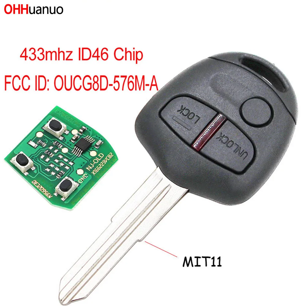 Llave remota de coche de 3 boton para Mitsubishi Lancer EX Llave remota 433 mhz ID46 Chip FCCID: FCC ID: OUCG8D-576M-A - AliExprs 34