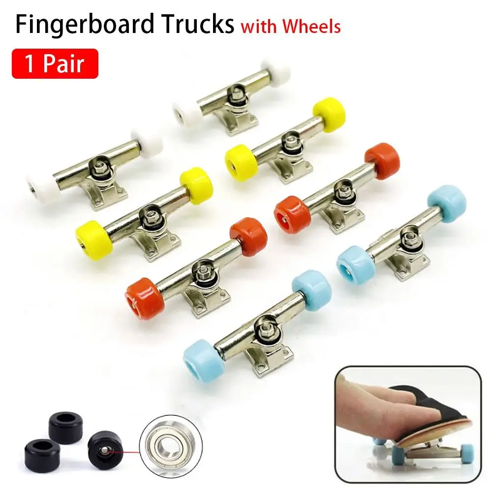 1Pair with Nuts Fingerboard Truck with Wheels Toy Hobby Collectors Model Bearing Deck Brackets Mini Truck Bolts