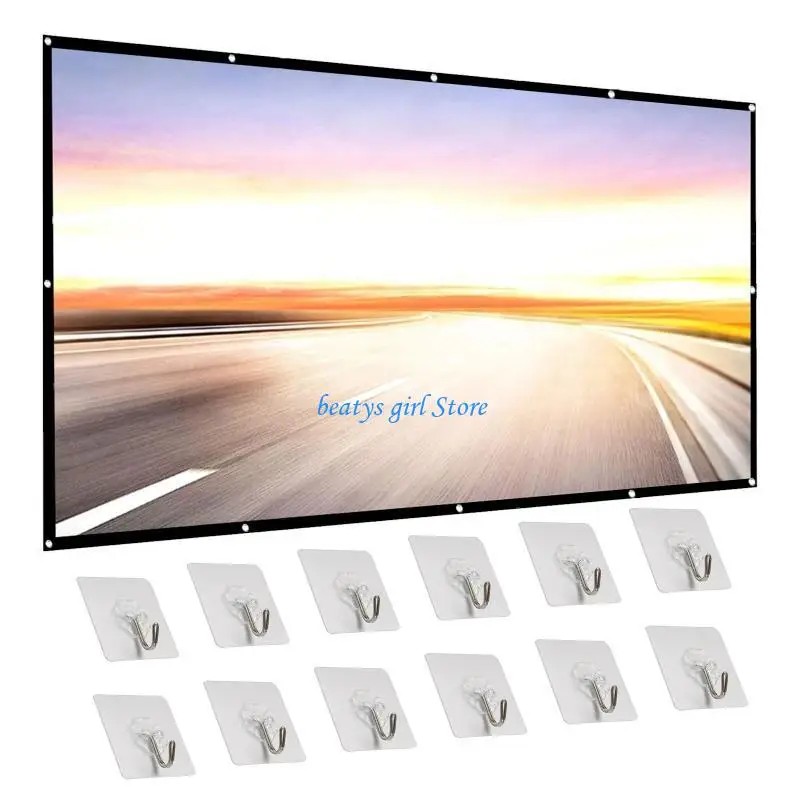 C7AB Projection Movies Screen for Home Theater Projector Screen 150in 16:9 Foldable Portable Support Double Sided Projection