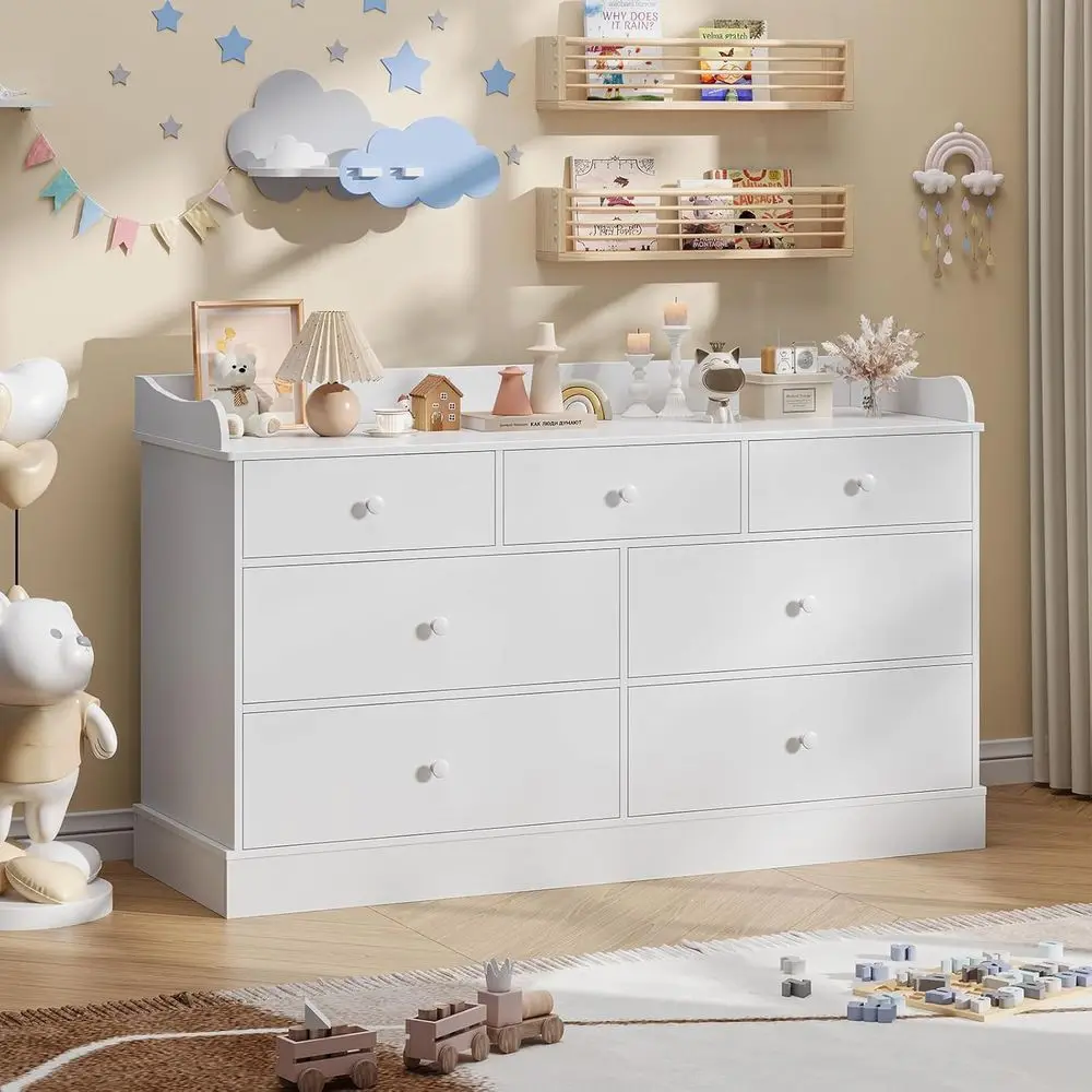 

Vabches Kids Drer Cabinet with 7 Ders and Large Table Top, Multi-unctional Chest o Ders, Baby Drer, Kids Bedroom urniture, Night