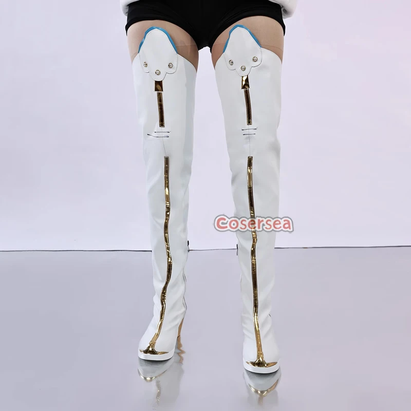 Cosersea Jinhsi Cosplay Shoes Game Wuthering Waves Jinhsi Cosplay Shoes Role Play White PU Leather Cos Halloween Cosplay Boot