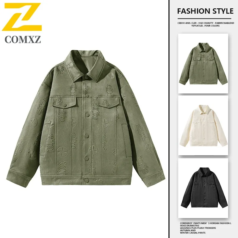 

COMXZ 2025 Spring Autumn Couple New Lapel Coat Casual Fashion Versatile Youth Trend Jacket breathable lightweight windbreaker