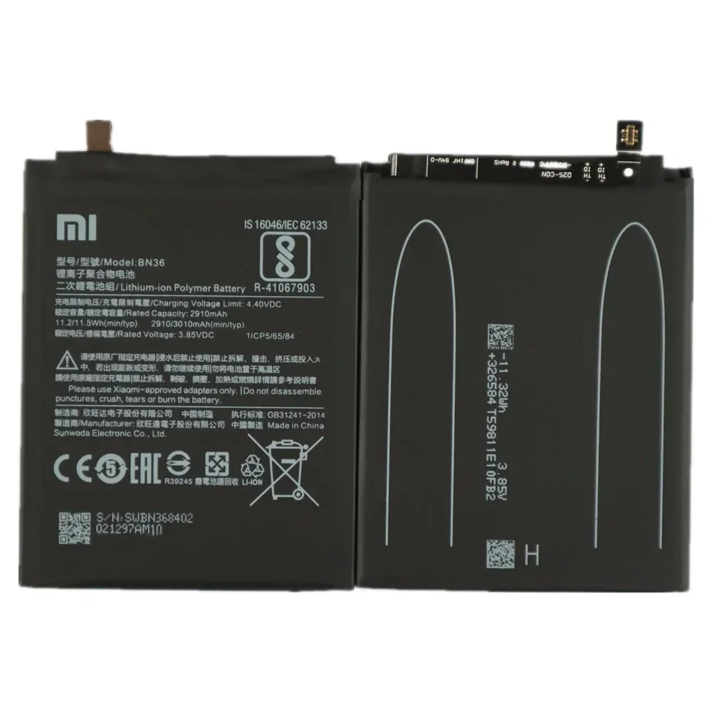 2025 Years BN36 Original Battery For Xiaomi Mi 6X A2 Mi6X MiA2 3000mAh Phone Batteries Bateria Fast Shipping + Tools