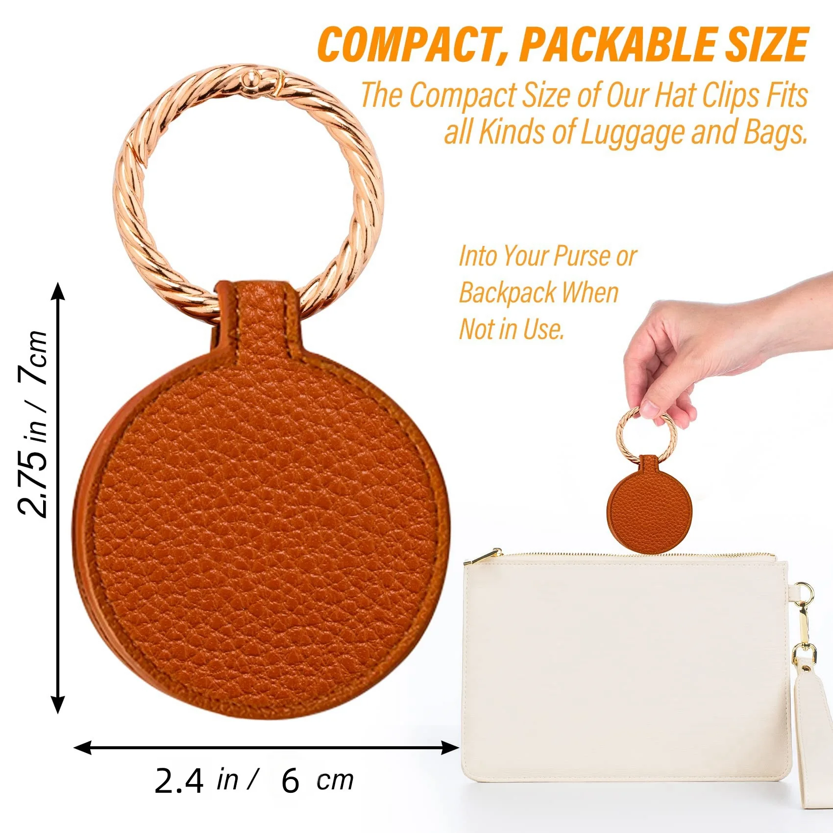 Magnetic Hat Clip for Handbag and Backpack Holder Totes Luggage Hands Free PU Leather Clip Sun Hats Outdoor Travel Accessories