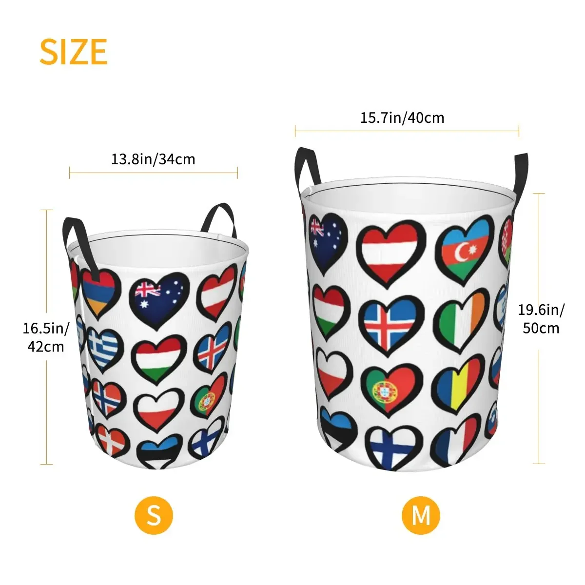 Eurovision Song Contest Flags Hearts Foldable Laundry Baskets Dirty Clothes Toys Sundries Storage Basket Home Organizer