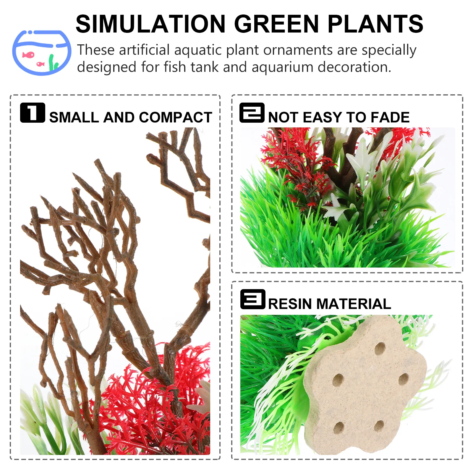 

1 Piece Lifelike Artificial Aquarium Plant Decoration for Fish Tank Premium Safe Underwater Resin Aquatic Plants Decorations