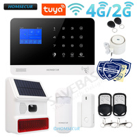 HOMSECUR Wireless 4G GSM WIFI Tuya Smart APP Remote Control Home Security Burglar Alarm System Solar Powered Flash Siren 433MHz