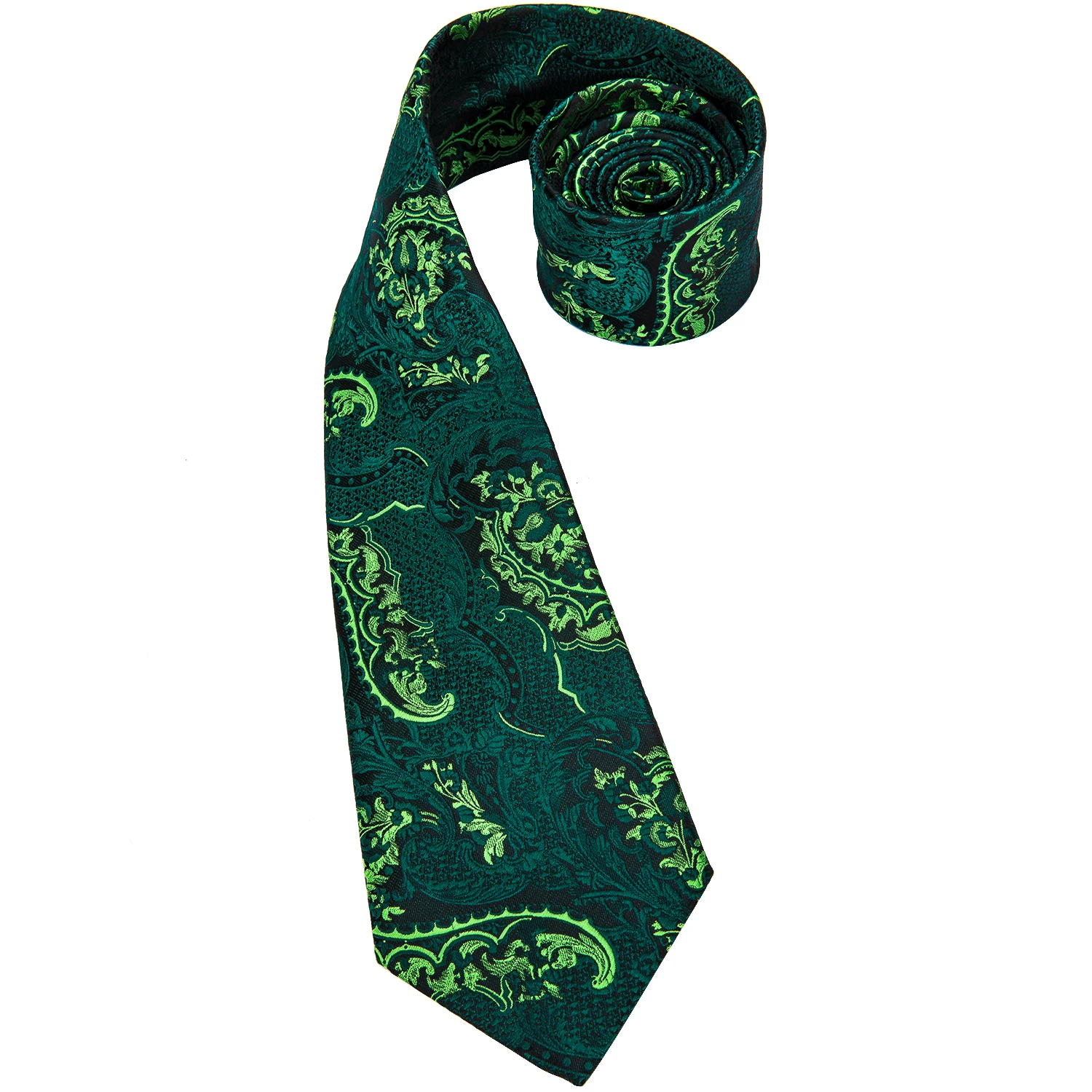 Cravatte verdi da uomo cravatta floreale cravatta in seta Paisley tasca quadrata Set per feste d\'affari cravatte smeraldo regalo all\'ingrosso Hi-Tie