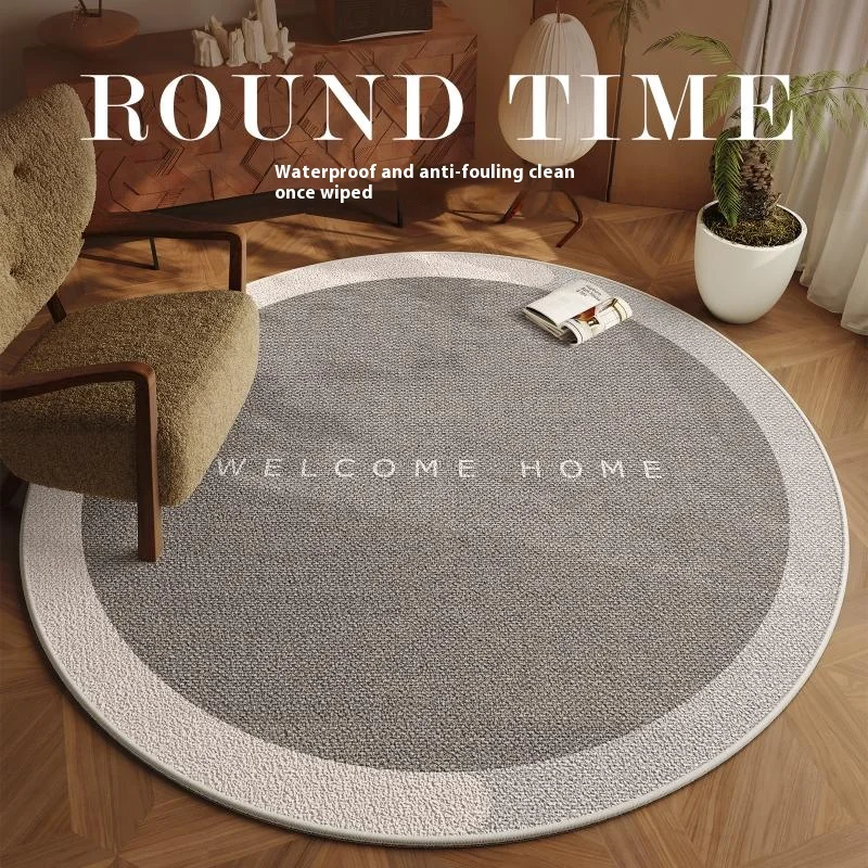 VIKAMA Retro einfacher runder Teppich, Schlaufenstapel, weich, schmutzabweisend, für Wohnzimmer, Sofa, Bodenmatte, Wohnzimmer, Schlafzimmer, Nachttischdecke