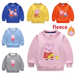 Suéter de dibujos animados de la serie Peppa Pig para niños, Top de doble capa de Color, muñeca móvil George, suéter de felpa para niña, regalo para niños, nuevo