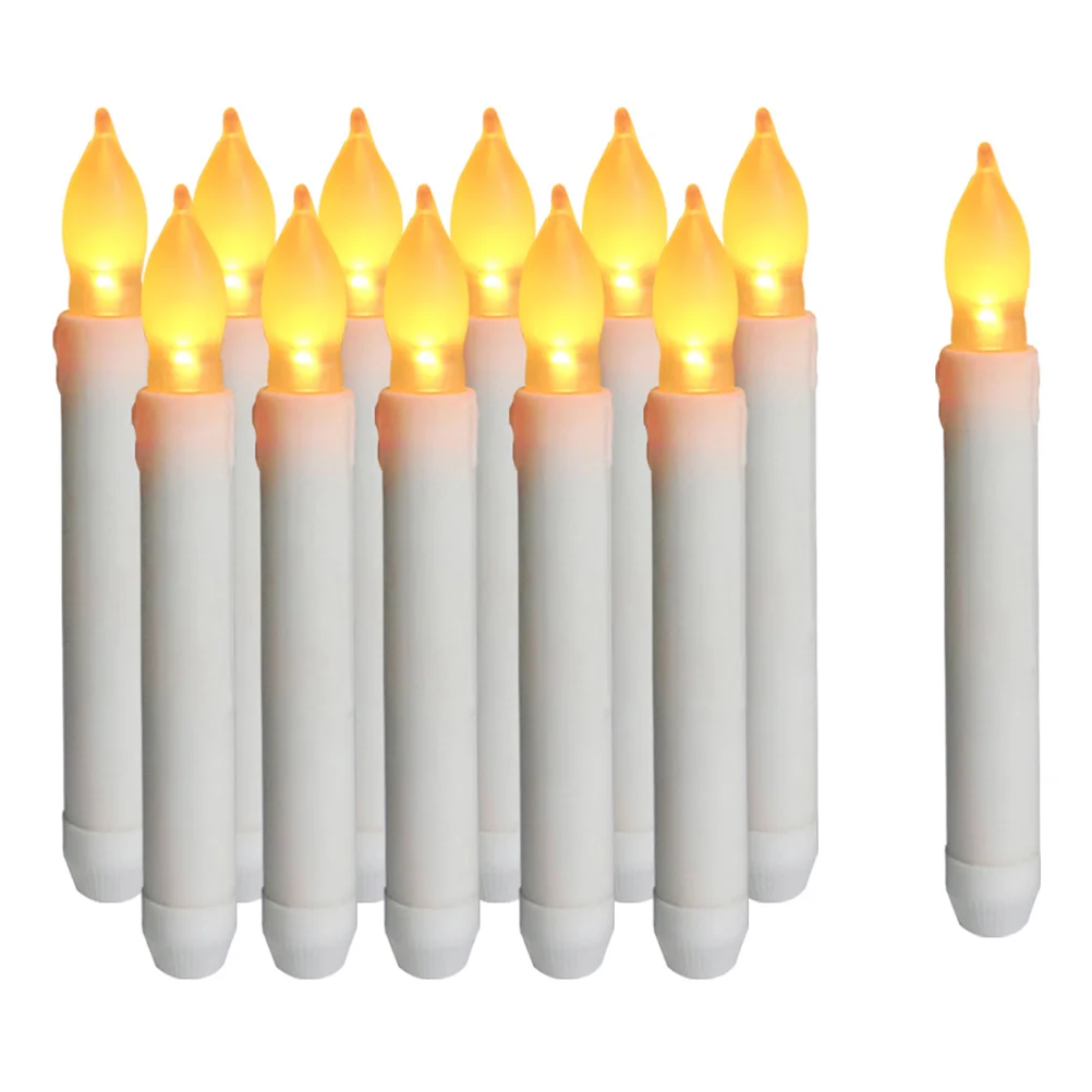 

12 Pcs Christmas Tea Lights Candles Candlestick Abs Centerpieces Electronic Lamp