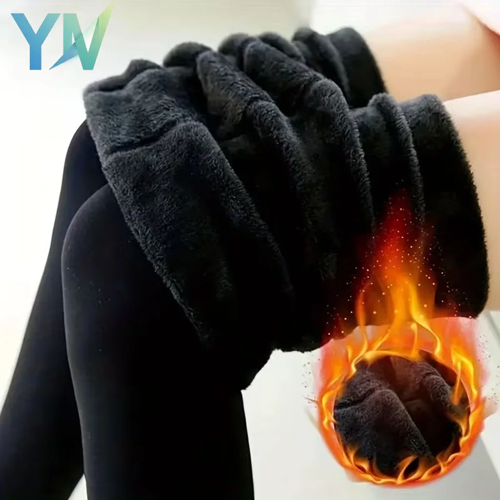 تصميم الكاحل خريف شتاء المرأة لؤلؤة صوف مبطن طماق مرونة الخصر الجوارب الدافئة طبقة الملابس الداخلية الحرارية #1