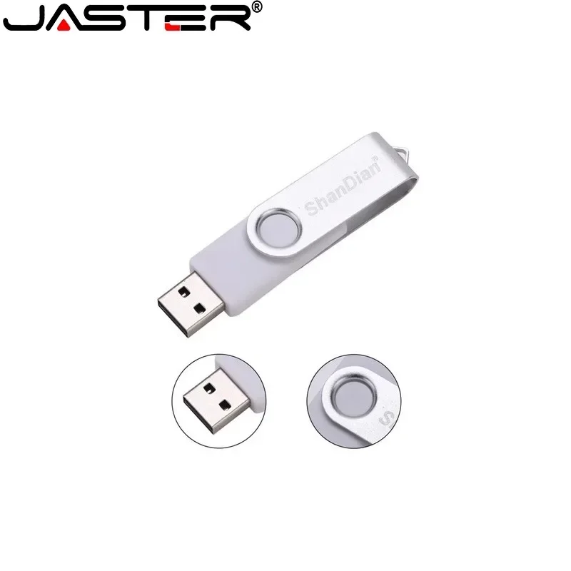 JASTER Rotatable Plastic USB Flash Drive 128GB Business Gift Memory Stick 64GB Free Custom Logo Pen Drive with Paper Box 32GB