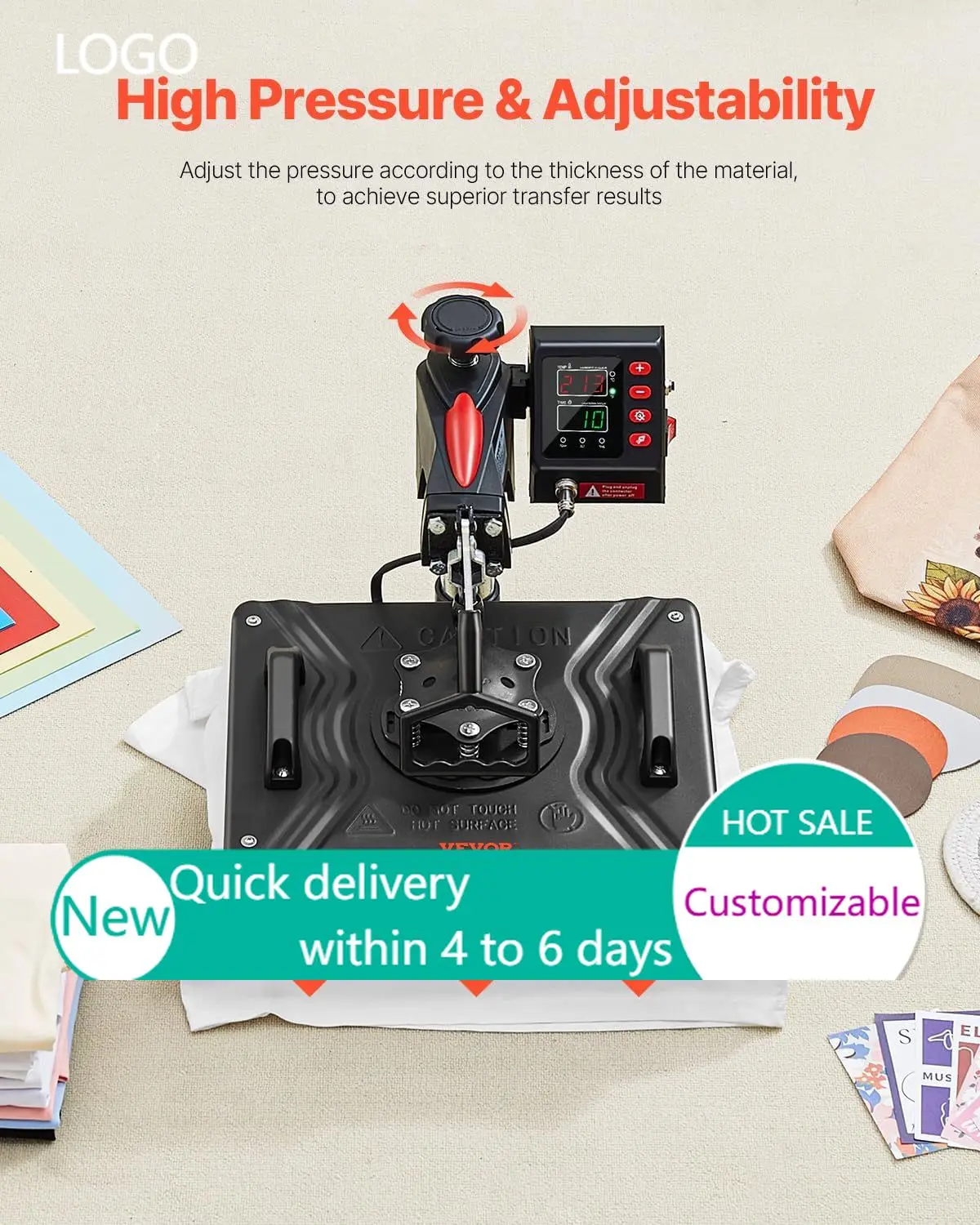 5 in 1 Heat Press Machine 12x15 Inch, 360° Swing Away Shirt Press Machine - Digital Professional Heat Transfer Tshirt Press