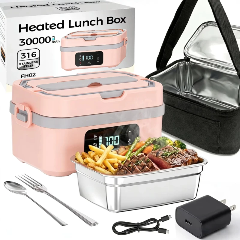 Fabrikgefertigte, wiederaufladbare elektrische Lunchbox mit großer Kapazität und intelligenter Wärmefunktion, geeignet für Büro, Schule und Studentenmahlzeiten.
