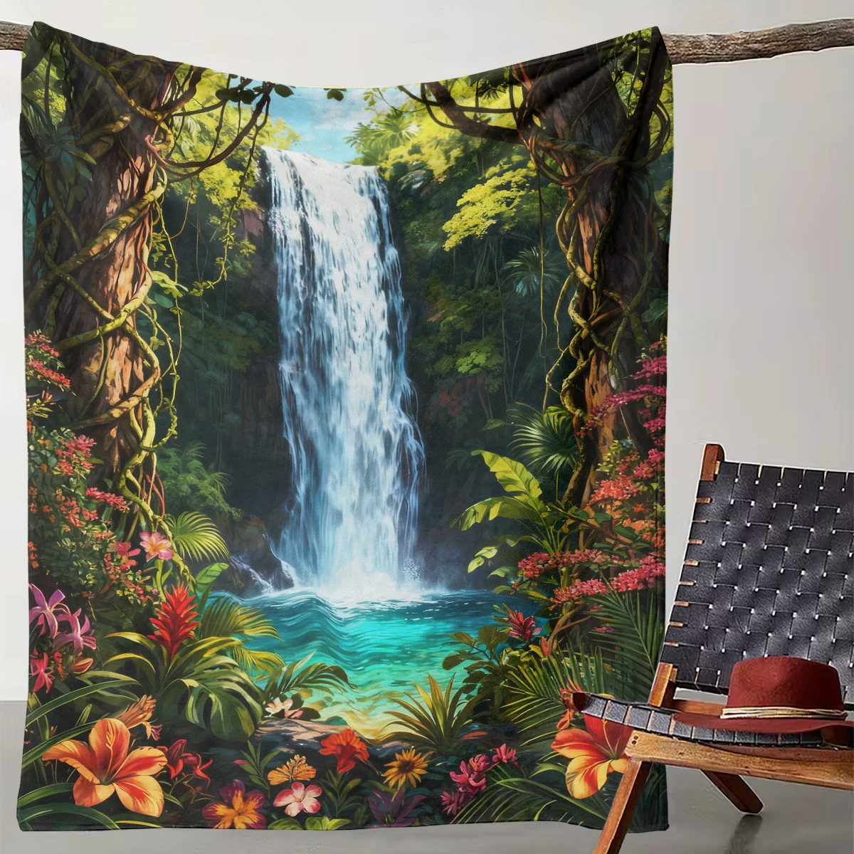 

1 piece of Rainforest Secret Waterfall Wonderland natural and fresh home blanket suitable for sofa bed travel and office