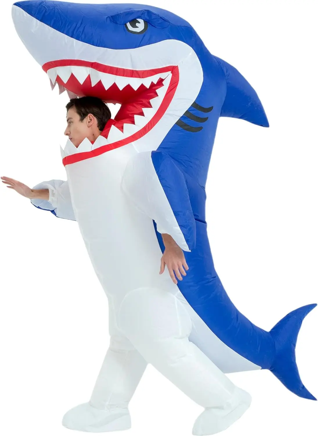 

Inflatable Shark Costume for Adults, Halloween Party Blow Up Outfit Men Women