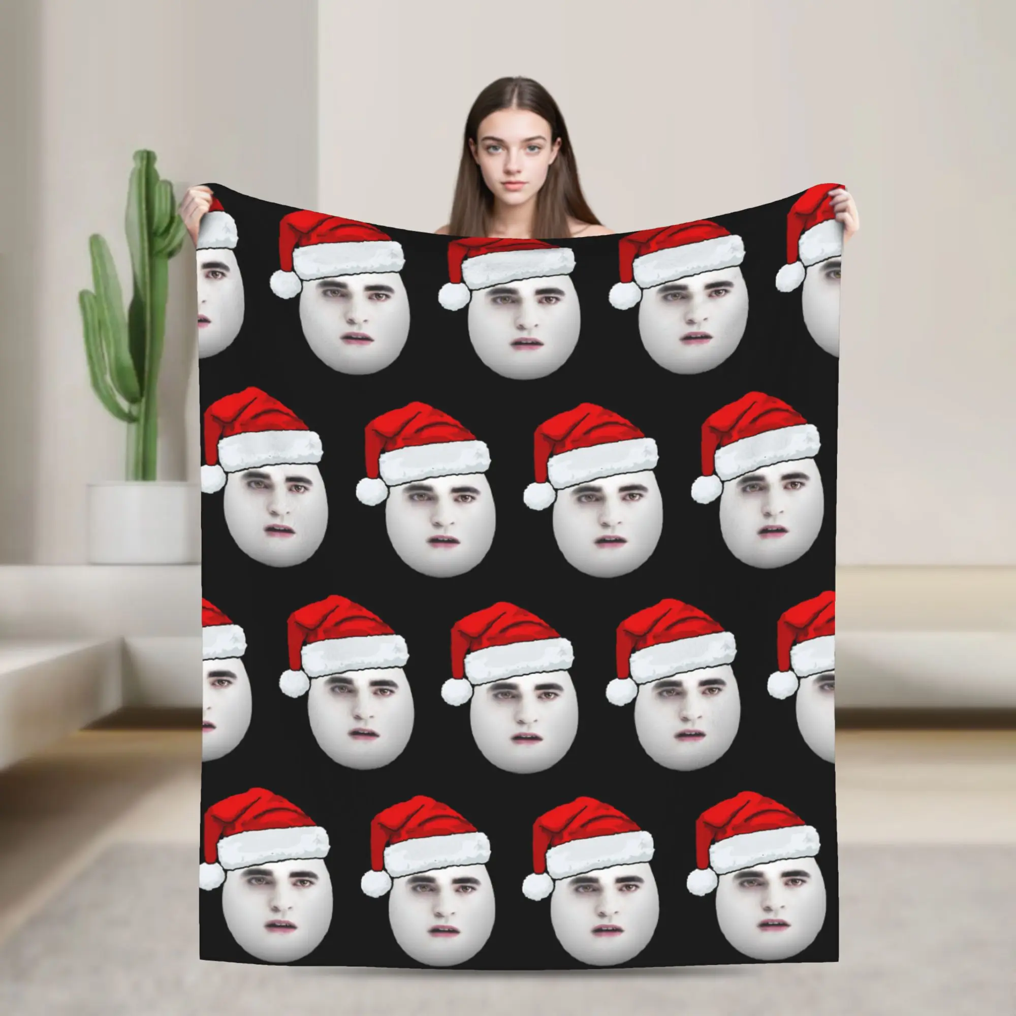 Christmas Eggward Funny Meme Blanket Cover Flannel Twilight Edward Cullen Lightweight Thin Throw Blanket for Bed Bed Rug