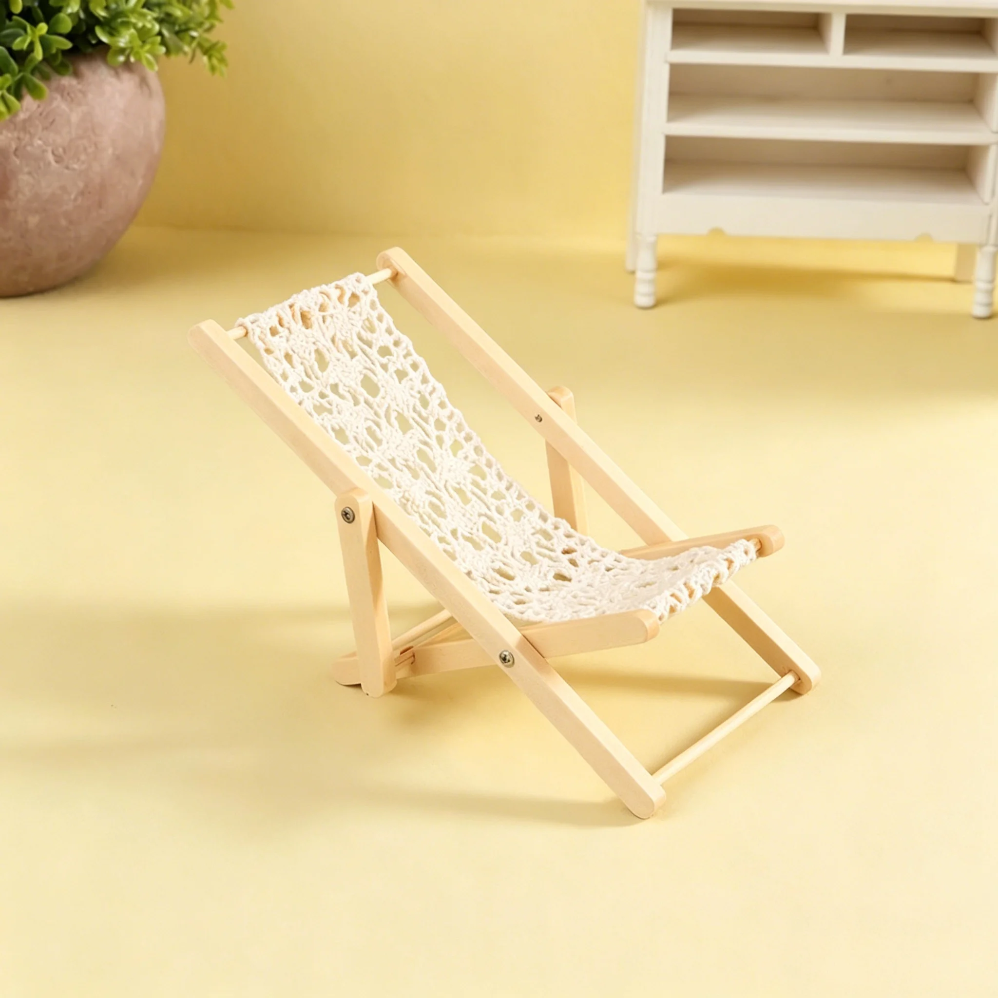 1/12 Scale Dollhouse Mini Foldable Chair Wholesale - Wooden Deck Lounge, Bulk Doll House Furniture Accessories