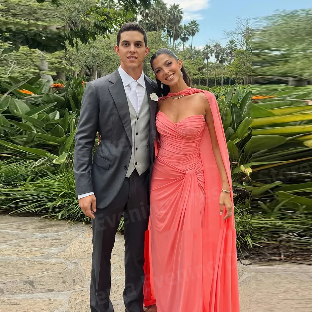 

Graceful Sweetheart Mermaid Women's Evening Dresses Sleeveless Backless Prom Gowns Customized Pleat Vestidos De Fiesta Elegantes