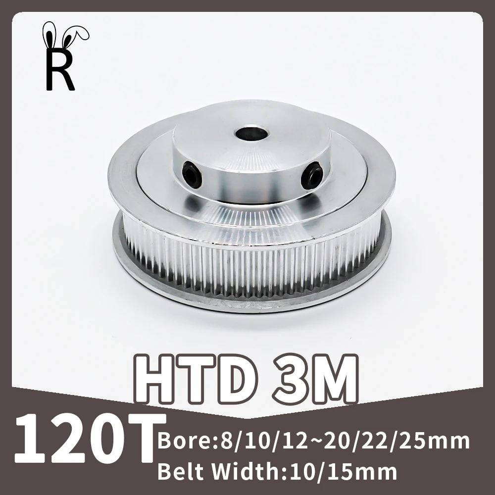 120Teeth HTD 3M Pulley Synchronous Wheel Bore8/10/12~20/22/25mm Pulley Teeth Width10/15mm Gear 3M Belt Pulley 120T Timing Pulley