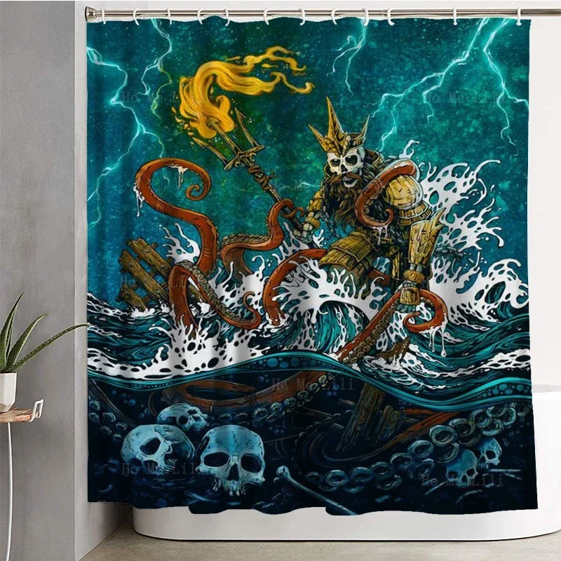 Play Dead Card Gothic Mythical Supernatural Sea Creature Scary Halloween Sugar Skull Shower Curtain By Ho Me Lili For Home Decor