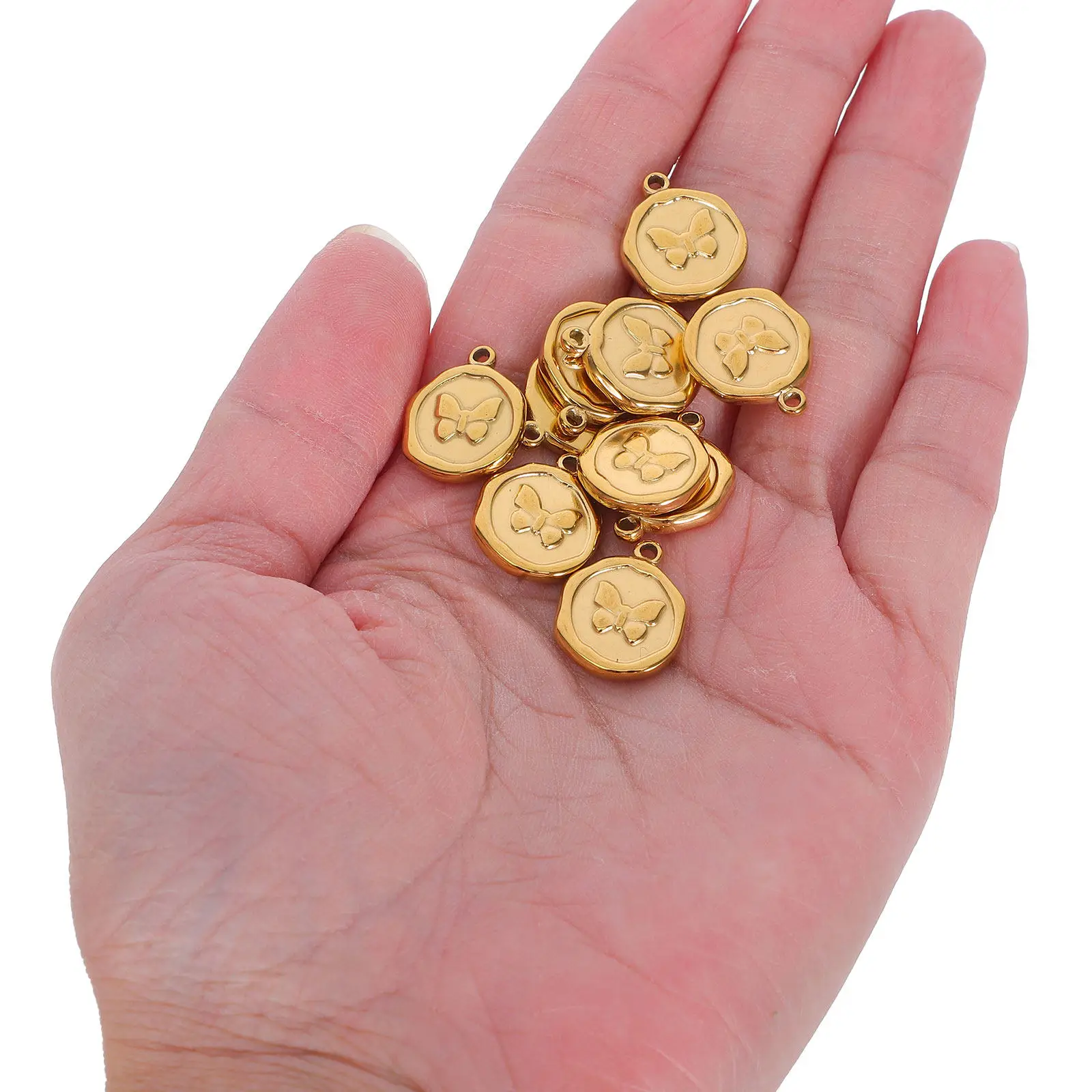 

10 шт. подвесок-бабочек из нержавеющей стали для самостоятельного изготовления украшений: ожерелий, браслетов, серег, декоративных элементов