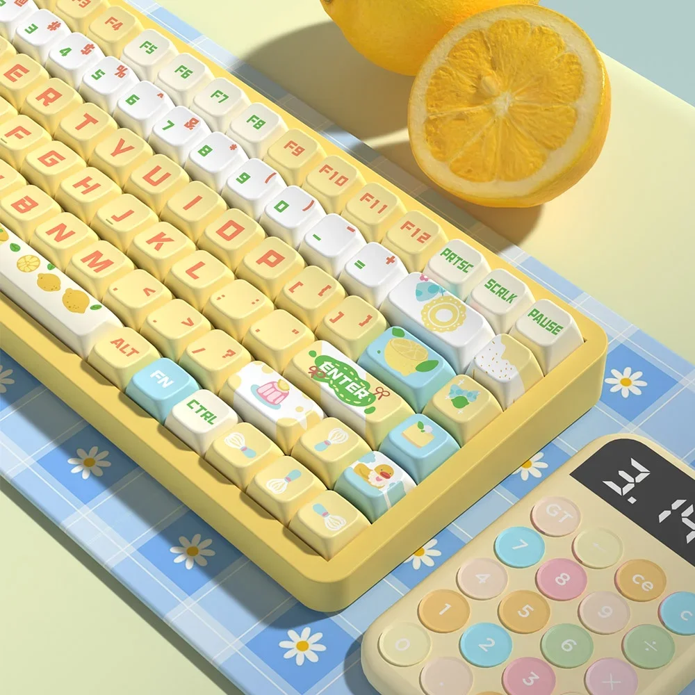 

Sea Salt Lemon Cheese Theme Keycaps 138/158 Keys MDA High Five-sided Sublimation Personalized Keyboard Caps Mechanical Keycaps