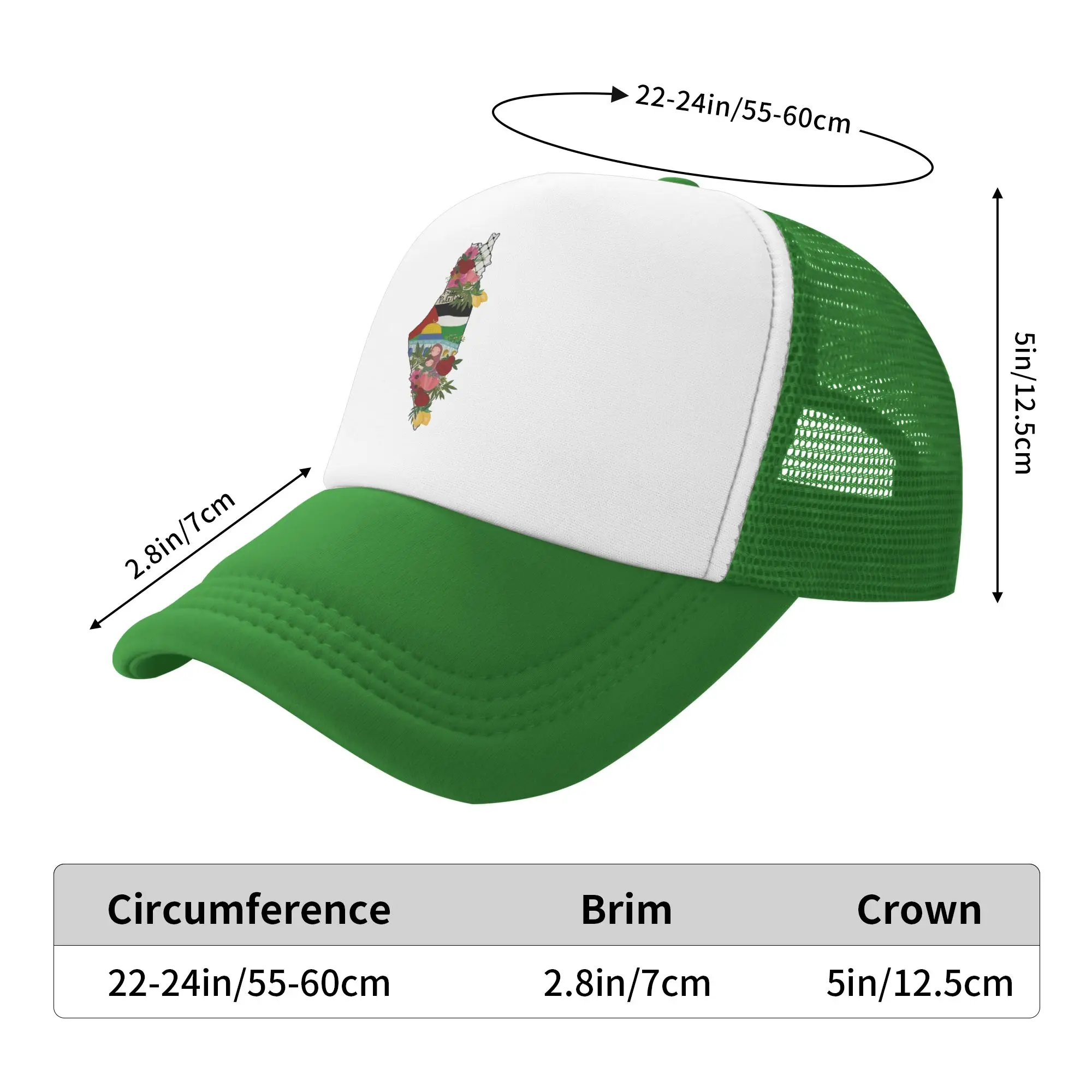 Flower Floral Palestine Palestinian Mesh Baseball Cap Men Women Fashion Trucker Worker Cap  Hats Adjustable Summer Trucker Hats view 6