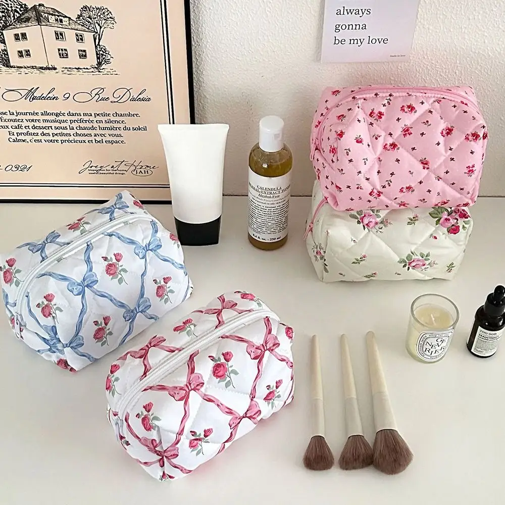 

Модная косметичка с бантом, многофункциональная вместительная сумка для стирки, мини-органайзер с цветочным рисунком, клатч