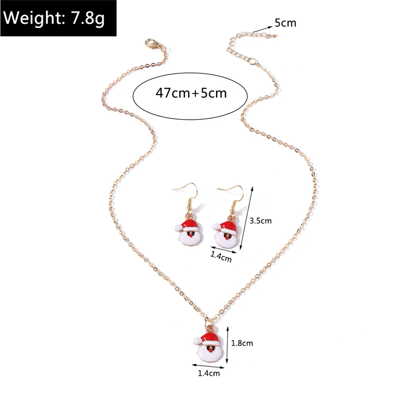 Mode Frohe Weihnachten Baum Schneemann Hirsch Baum Halskette Ohrringe Schmuck-Set für Frauen Mädchen Neujahr Festival Schmuck Geschenke – Detail 8