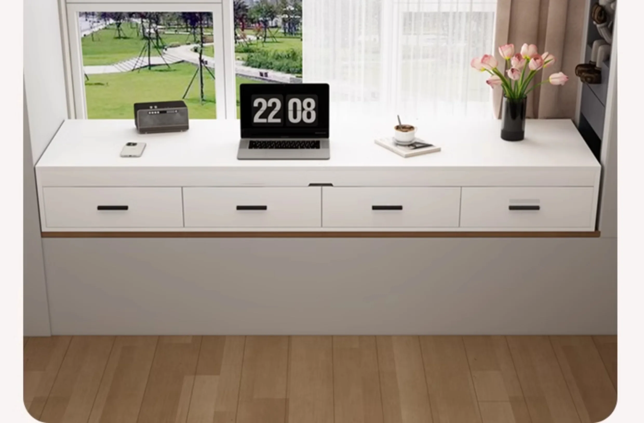 Premium Solid wood balcony   bay window storage  window sill  drawer  custom long strip pull-out floor  tatami low cabinet