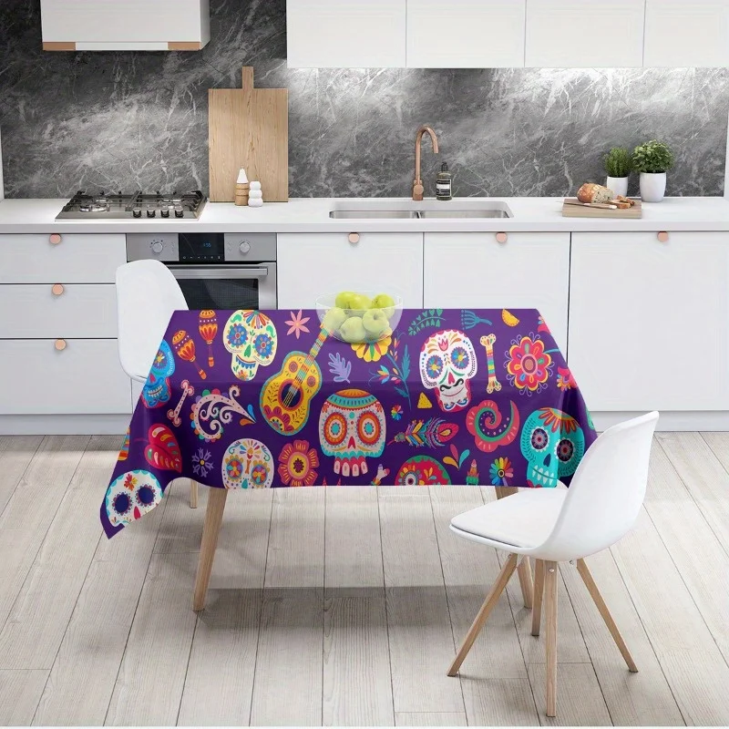 One skeleton head patterned decorative tablecloth suitable for living room, kitchen and dining tablezyc