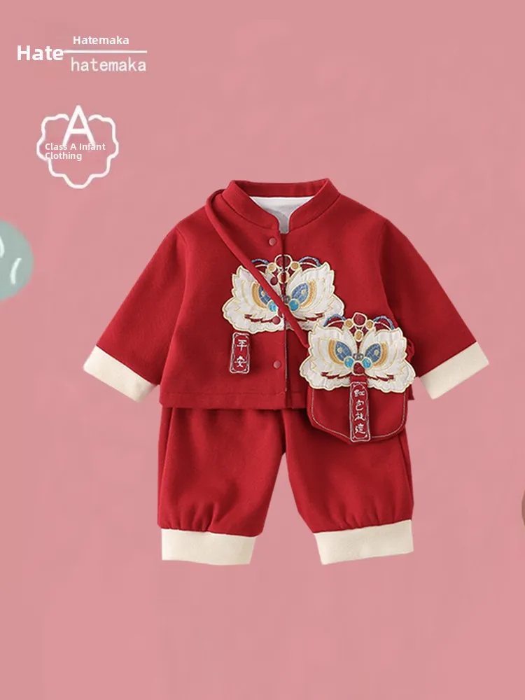 spring-new-sle-baby-boy-outfit-red-clothes-set-traditional-chinese-sle-tee-piece-cotton-polyester-blend-breathable-summ
