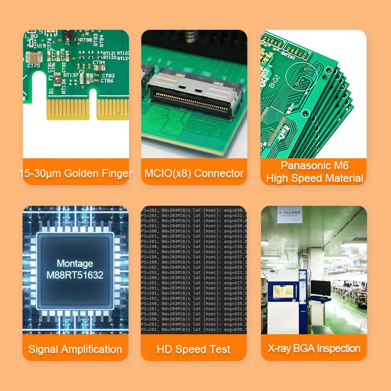 Imagem -04 - Adaptador Ceacent Nvme Conector Mcio 2x8 Ativado Dispositivo Ssd Nvme Gen5.0 ou Pcie 5.0 Cnt52pe16 Retimer