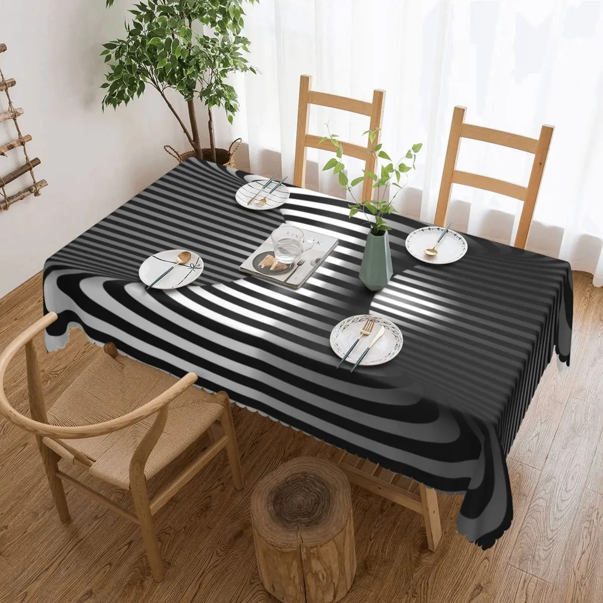 Optical Illusion Of A 3d Torus Cylinder Customized Rectangular Tablecloth Oilproof Table Cover for Dining Events Table Cloth