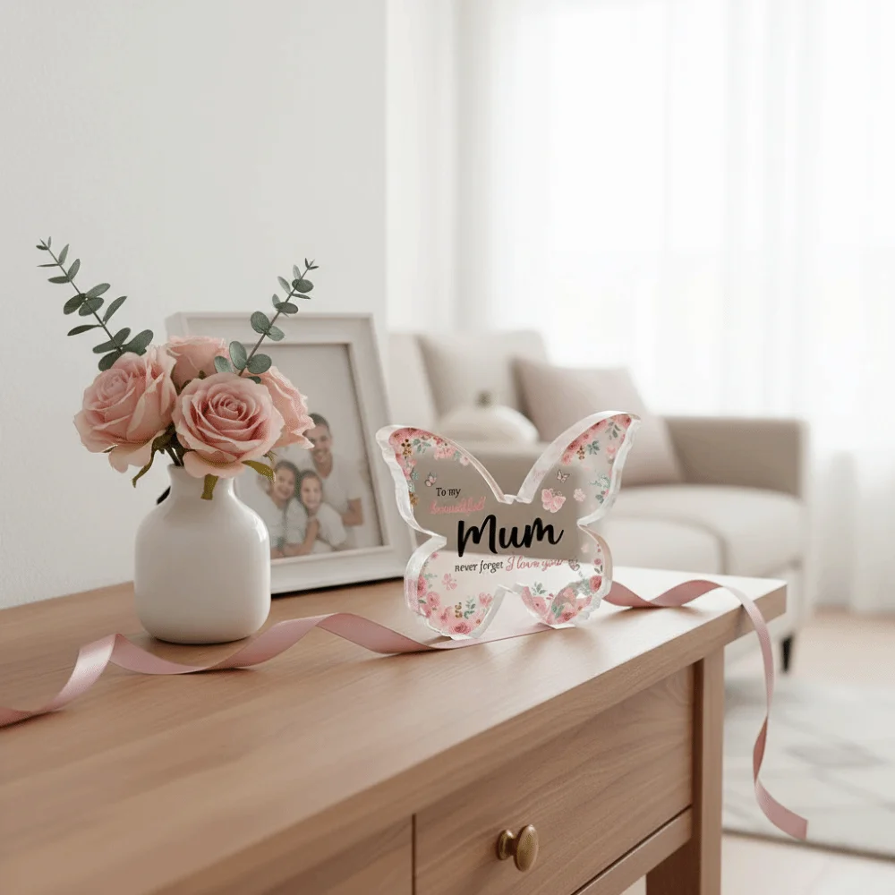 Creative Butterfly-Shaped Acrylic Plaque Decorations Acrylic Mother's Day Blessings Crafts Beautiful Gifts for Mum