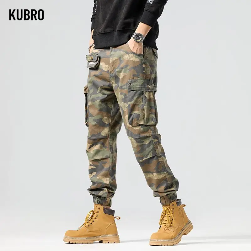 

Men Autumn 100% Cotton Cargo Pants Trousers Camouflage Multi-pocket Waterproof Wear-resistant Casual Overalls Clothing Comfort