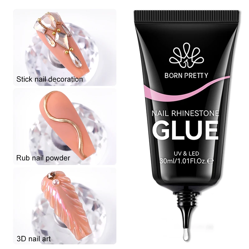 BORN PRETTY Nail Rhinestone Glue 30ML Gel Nail Glue 3D Shaping Sculpting Carving Flower DIY Decoration  Gem Glue Nail Supplies
