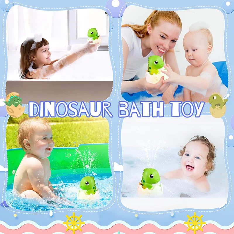 Upgraded Rechargeable Baby Bath Toys Dinosaur Light Up Sprinkler Bathtub Spray Water Bath Toy, Pool Bathroom Toy Gifts for Kids